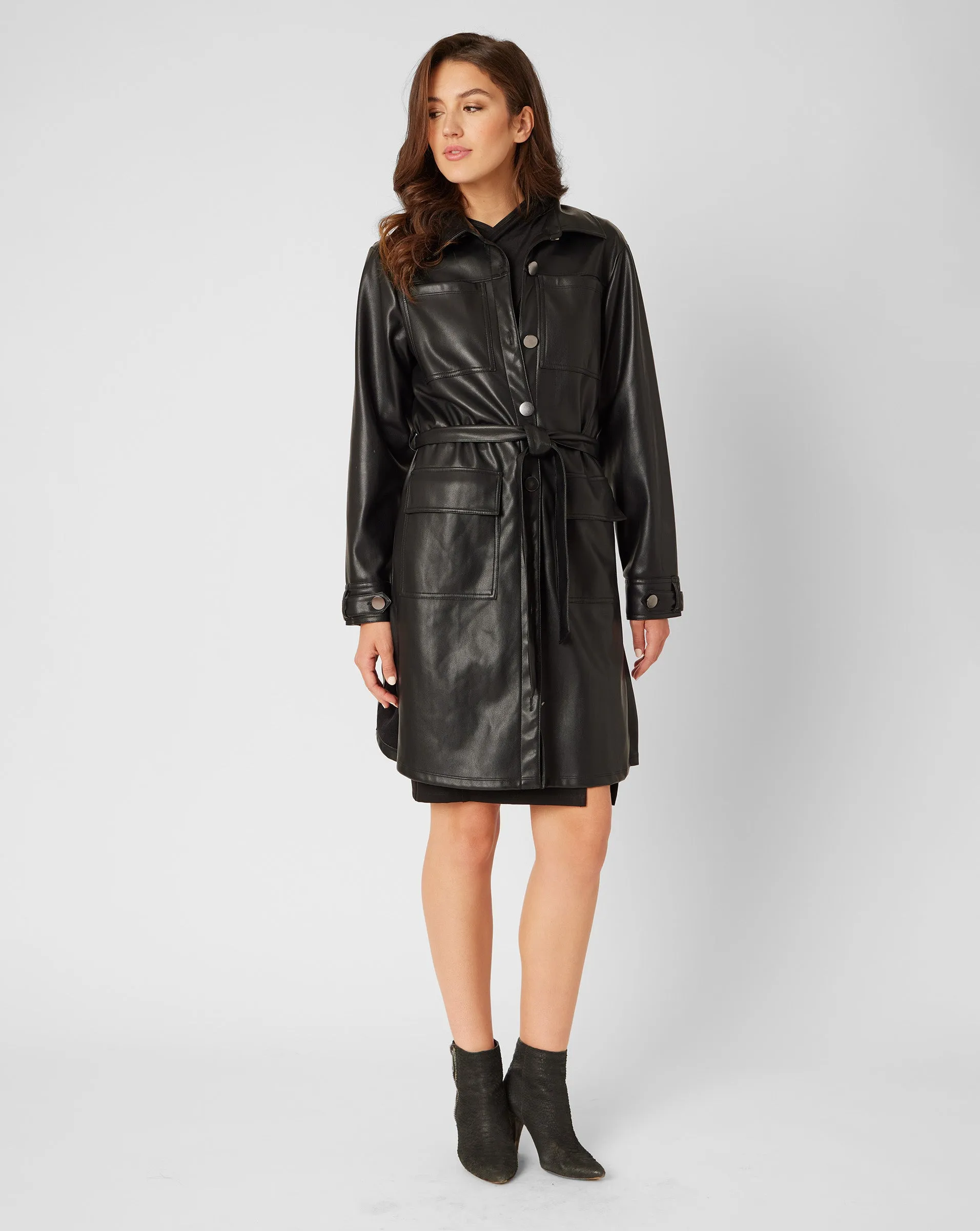 Obsidian Vegan Leather Trench Coat