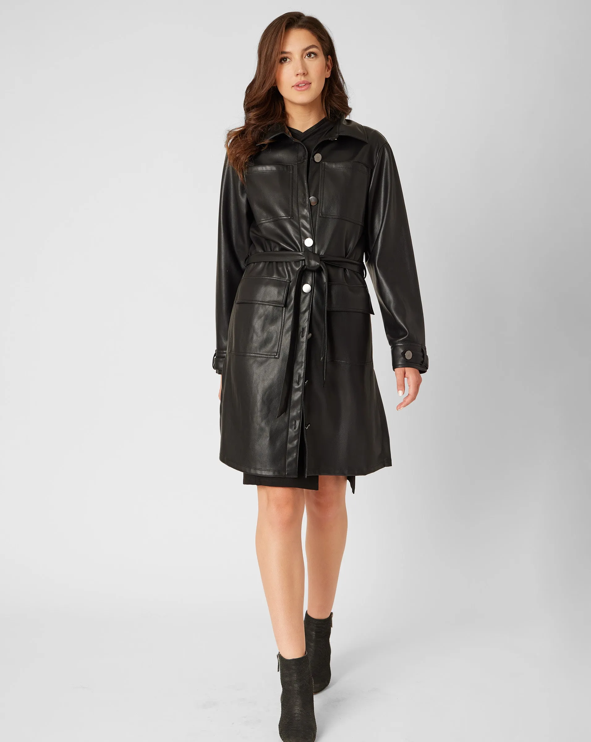 Obsidian Vegan Leather Trench Coat