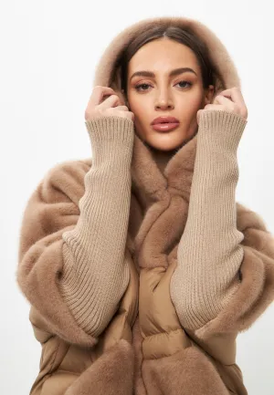 Oversized Faux Fur Jacket - Beige