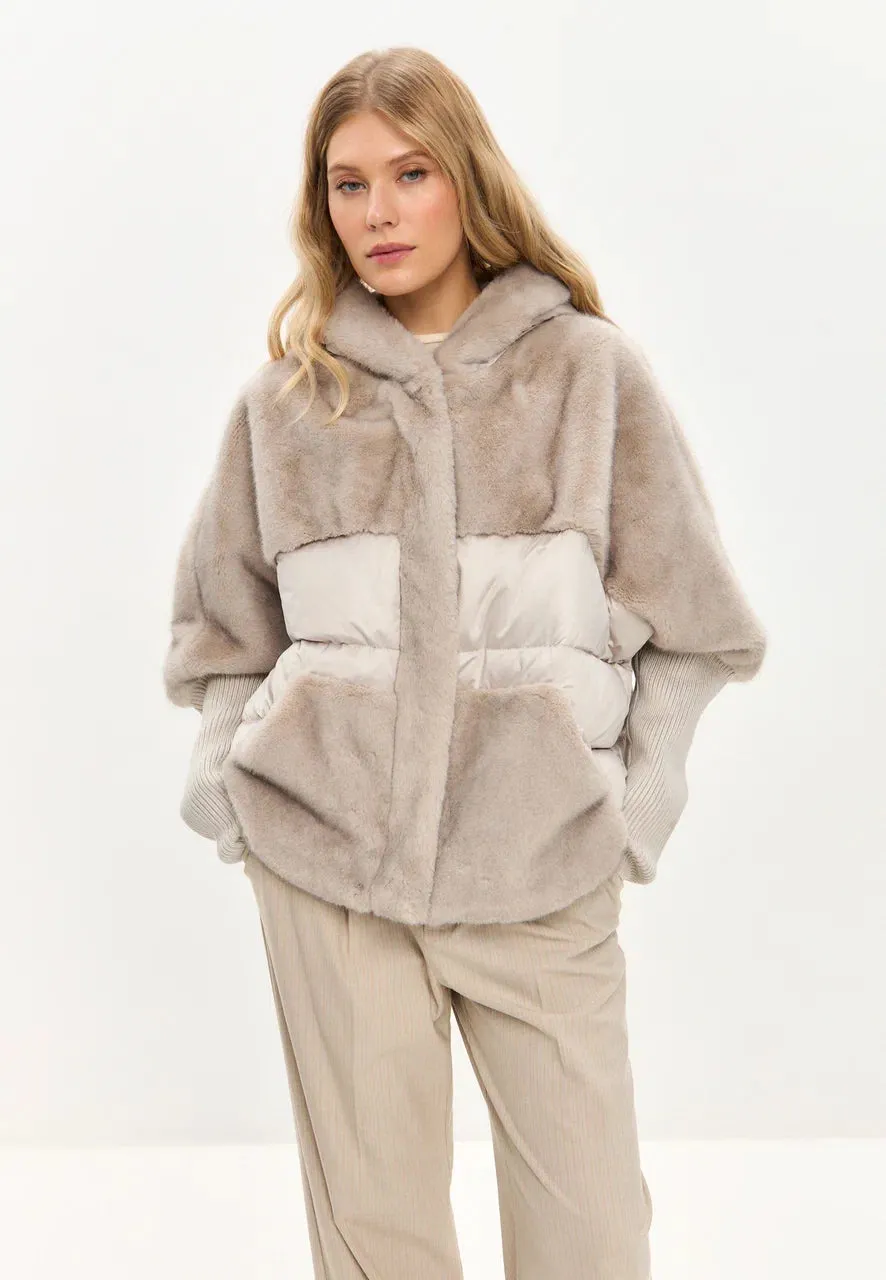 Oversized Faux Fur Jacket  - Ivory