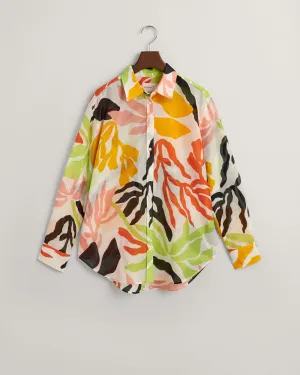 Palm Print Cotton Silk Shirt