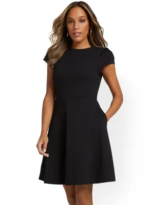 Petite Puff-Sleeve Flare Dress - City Knits