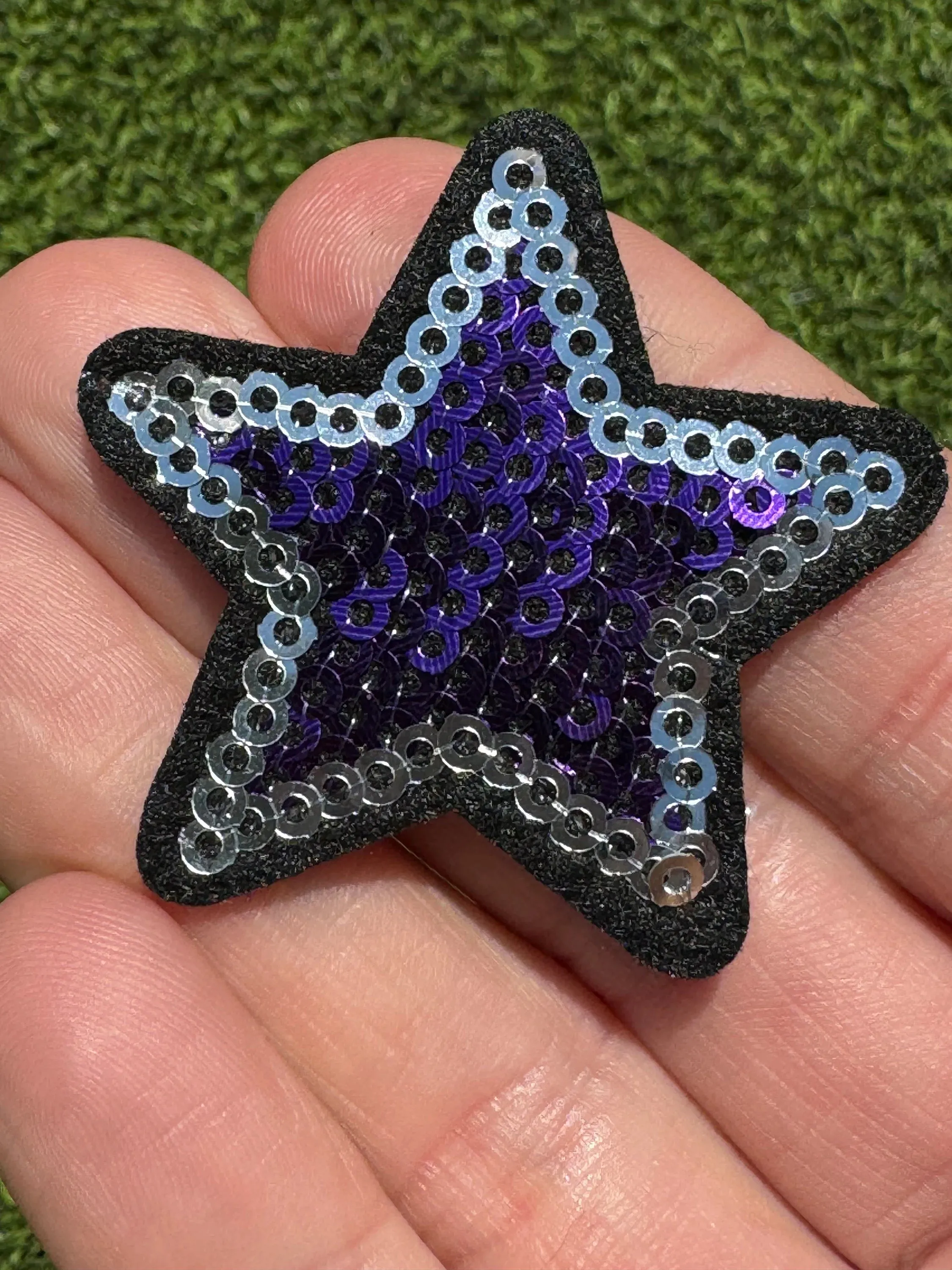 Purple Sequin Star Iron On Patch