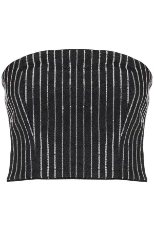 Rotate Cropped Top With Sequined Stripes