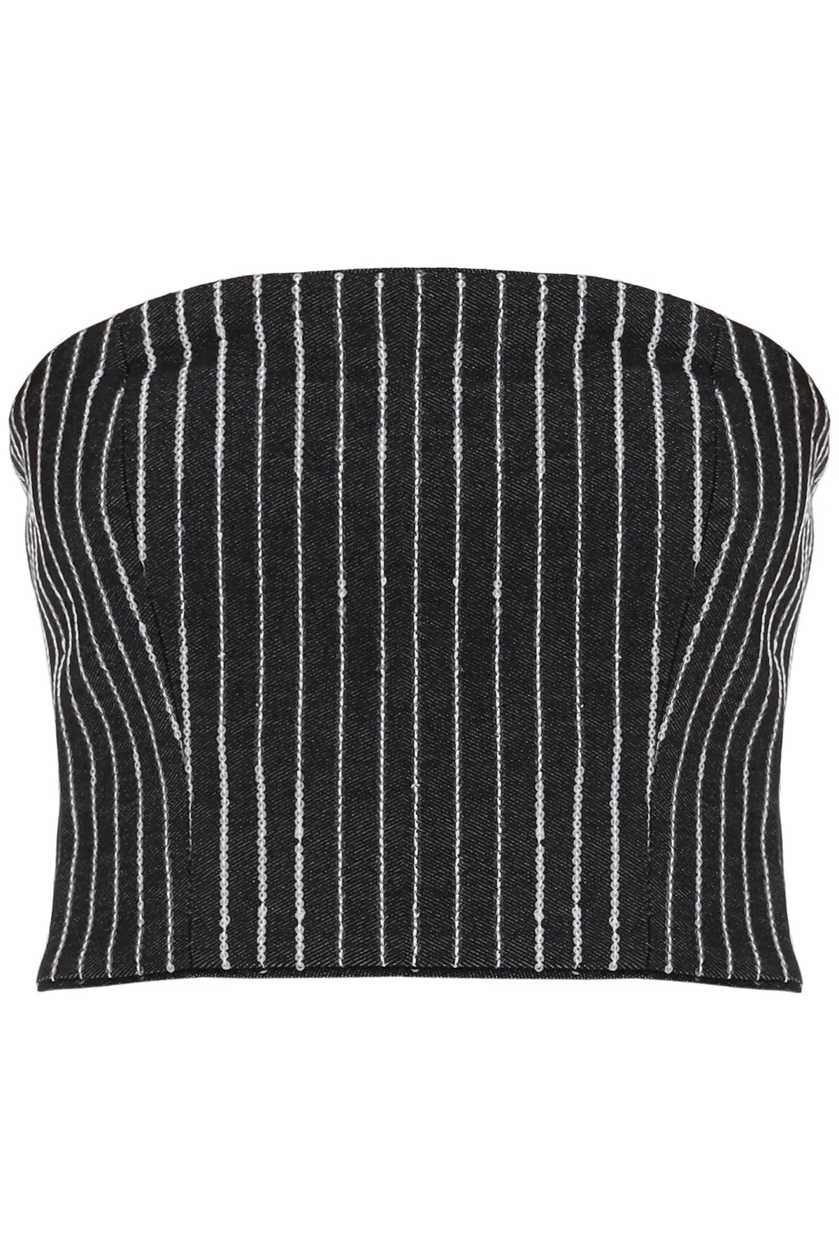 Rotate Cropped Top With Sequined Stripes