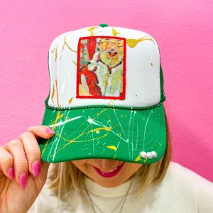 Santa Portrait Trucker Hat - Green/White