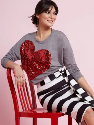 Sequin-Heart Sweatshirt