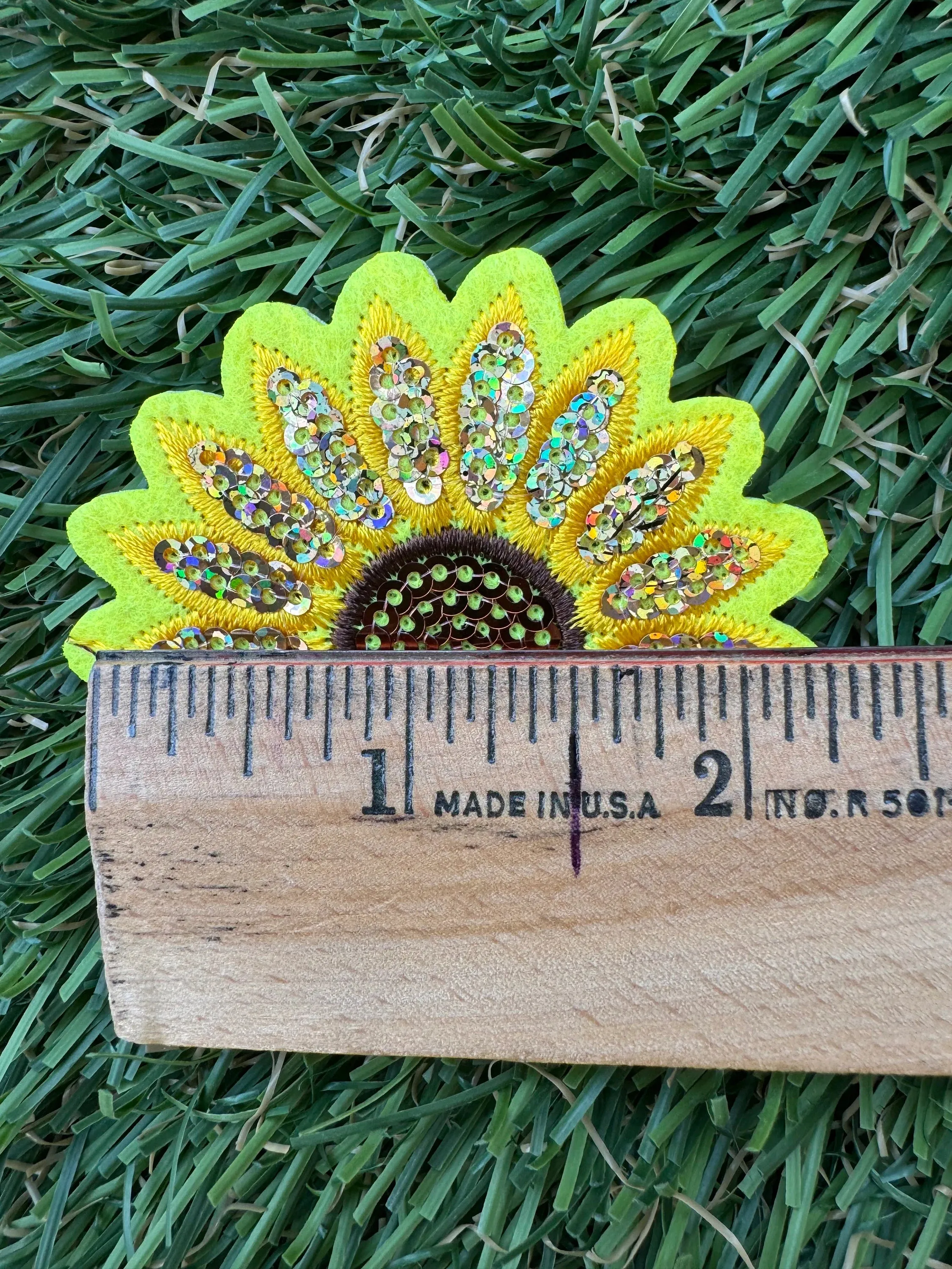 Sequin Sunflower Iron On Patch