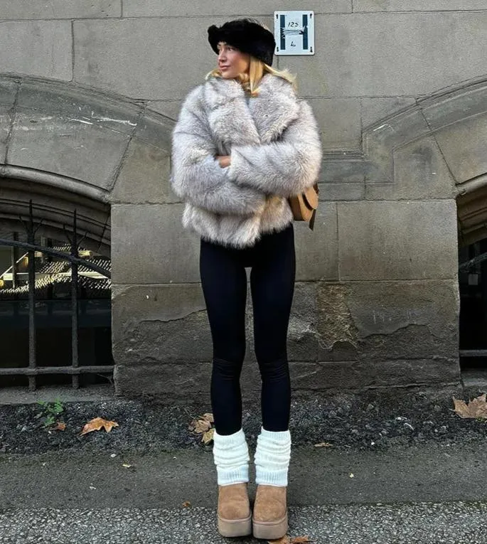 Short imitation fox fur short coat