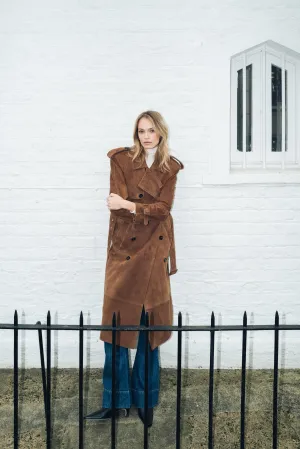 Sloane Suede Trench Brown