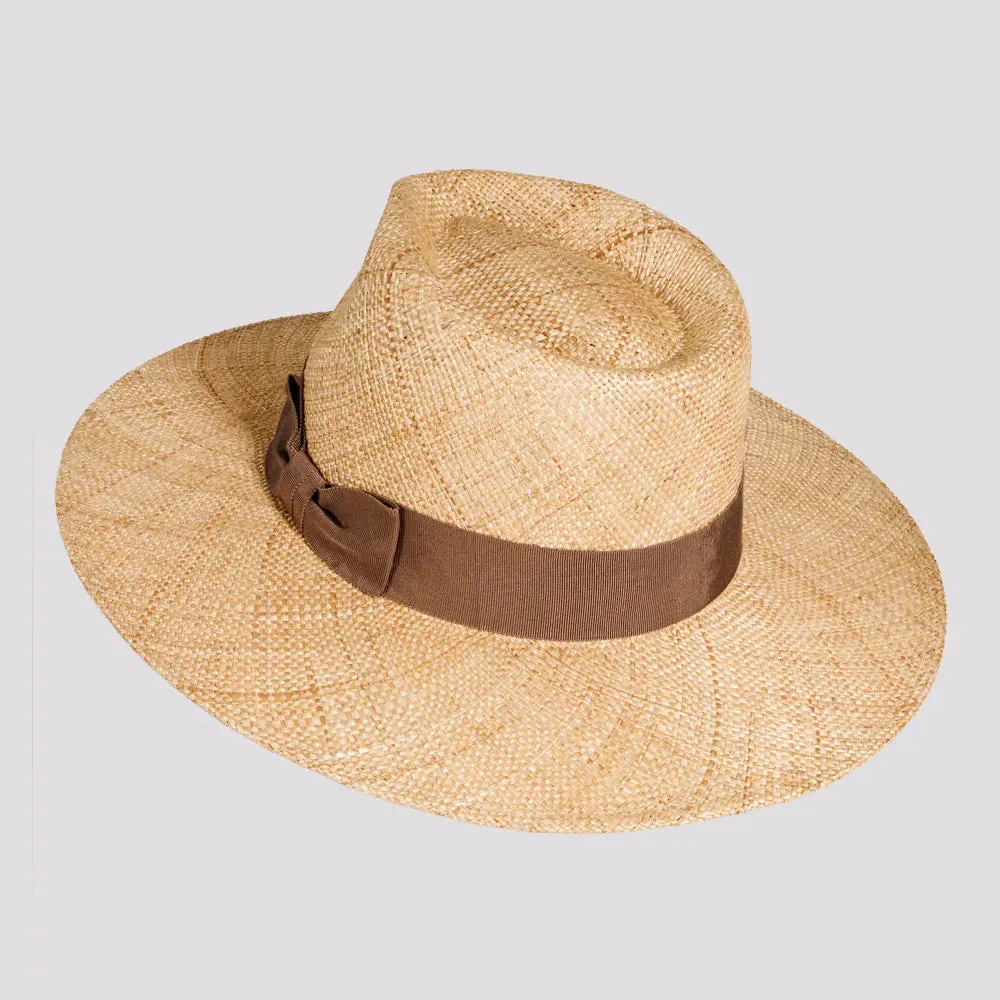 Sorrento | Womens Woven Bao Straw Teardrop Fedora Hat