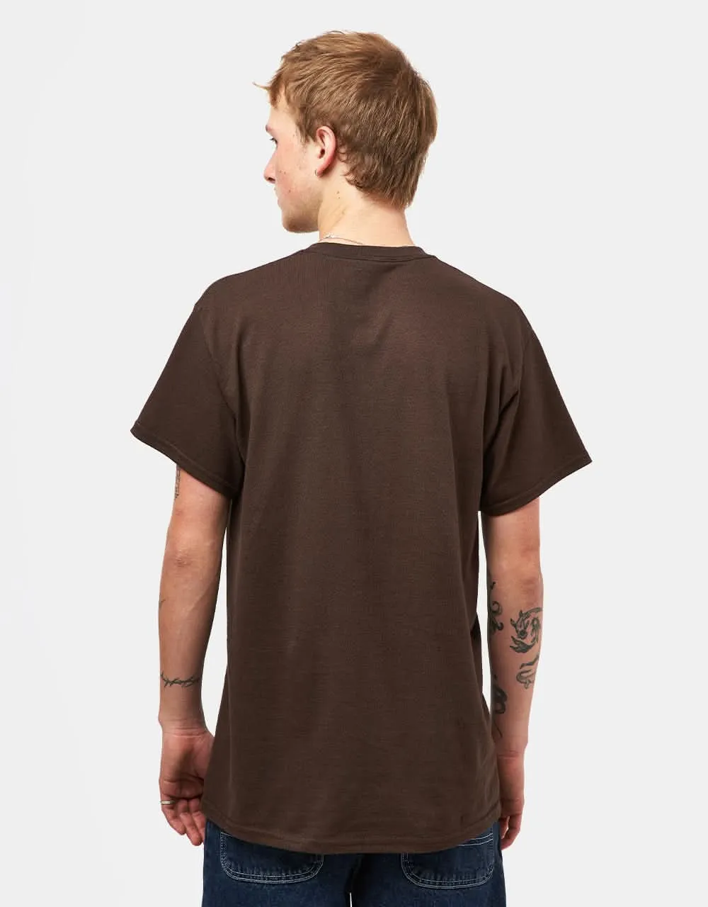 Spitfire Old E Fade Fill T-Shirt - Dark Chocolate/Red