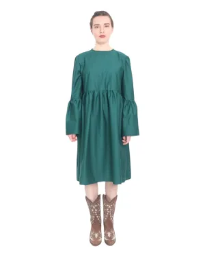 Tiered Midi Dress in Green Emerald