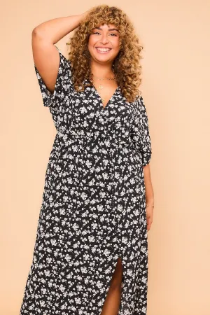 V-Neck Short Sleeve Floral Maxi