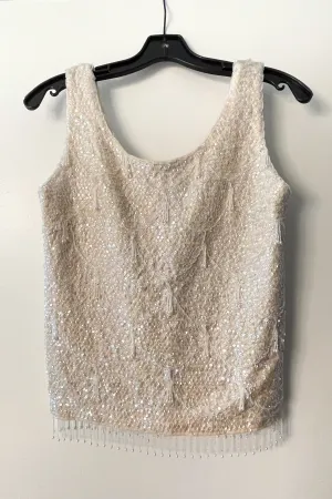 Vintage 50s/60s Cream Sequin/Beaded Sparkle Top SZ 36