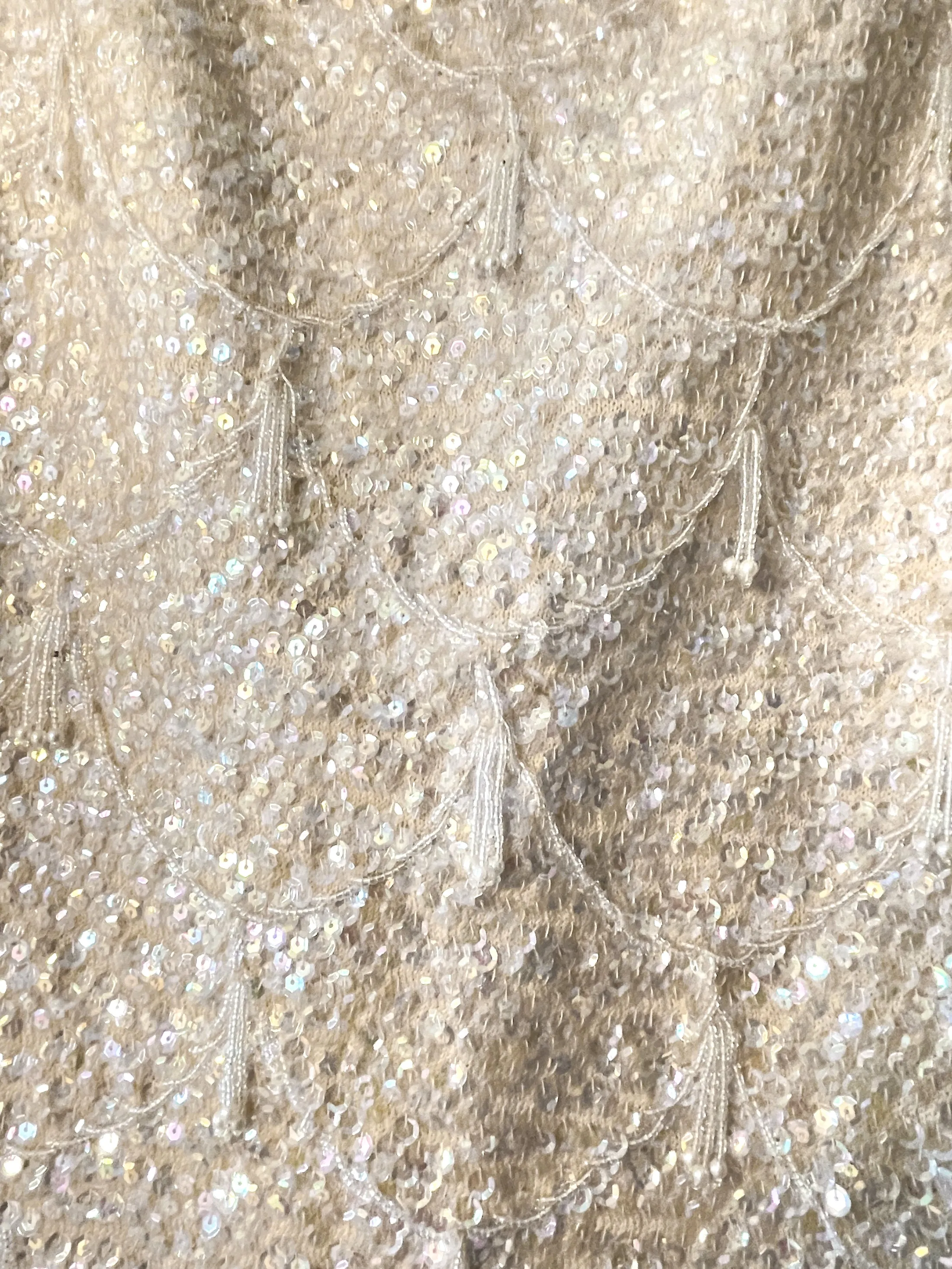 Vintage 50s/60s Cream Sequin/Beaded Sparkle Top SZ 36