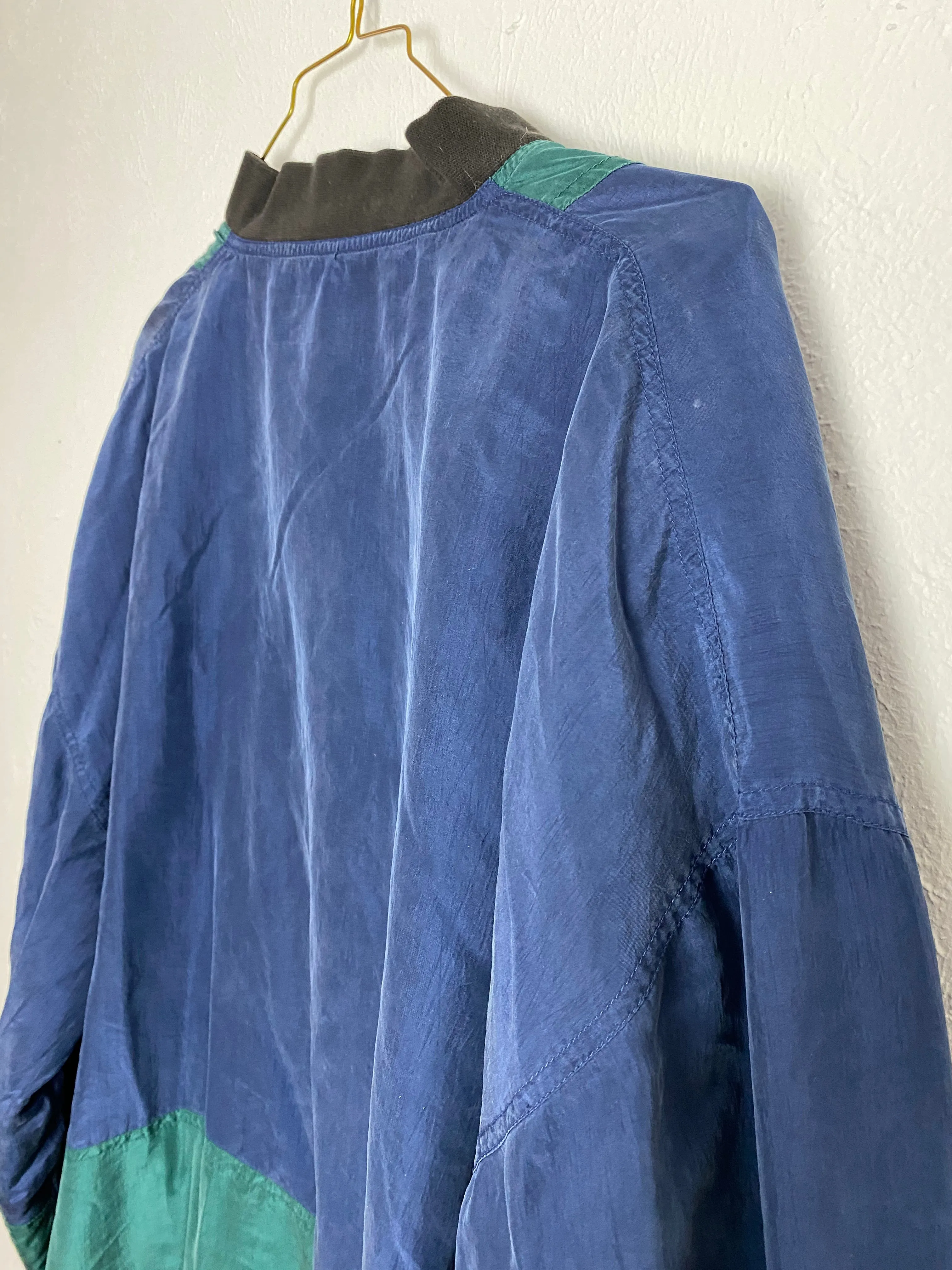 Vintage Robert Stock 100% Silk Jacket ~ Green & Blue