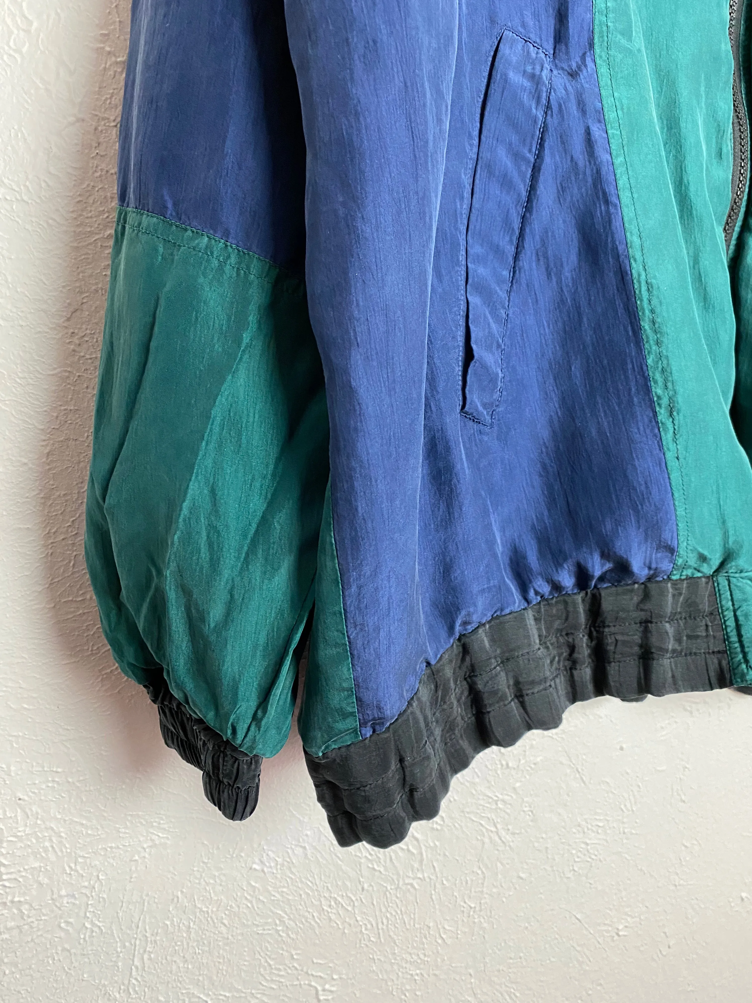 Vintage Robert Stock 100% Silk Jacket ~ Green & Blue