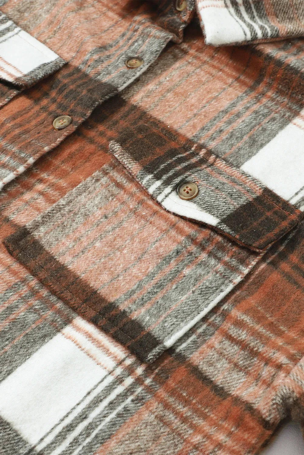 Wholesale Gold Flame & Grey Plaid Button Up Collared Flannel Shacket