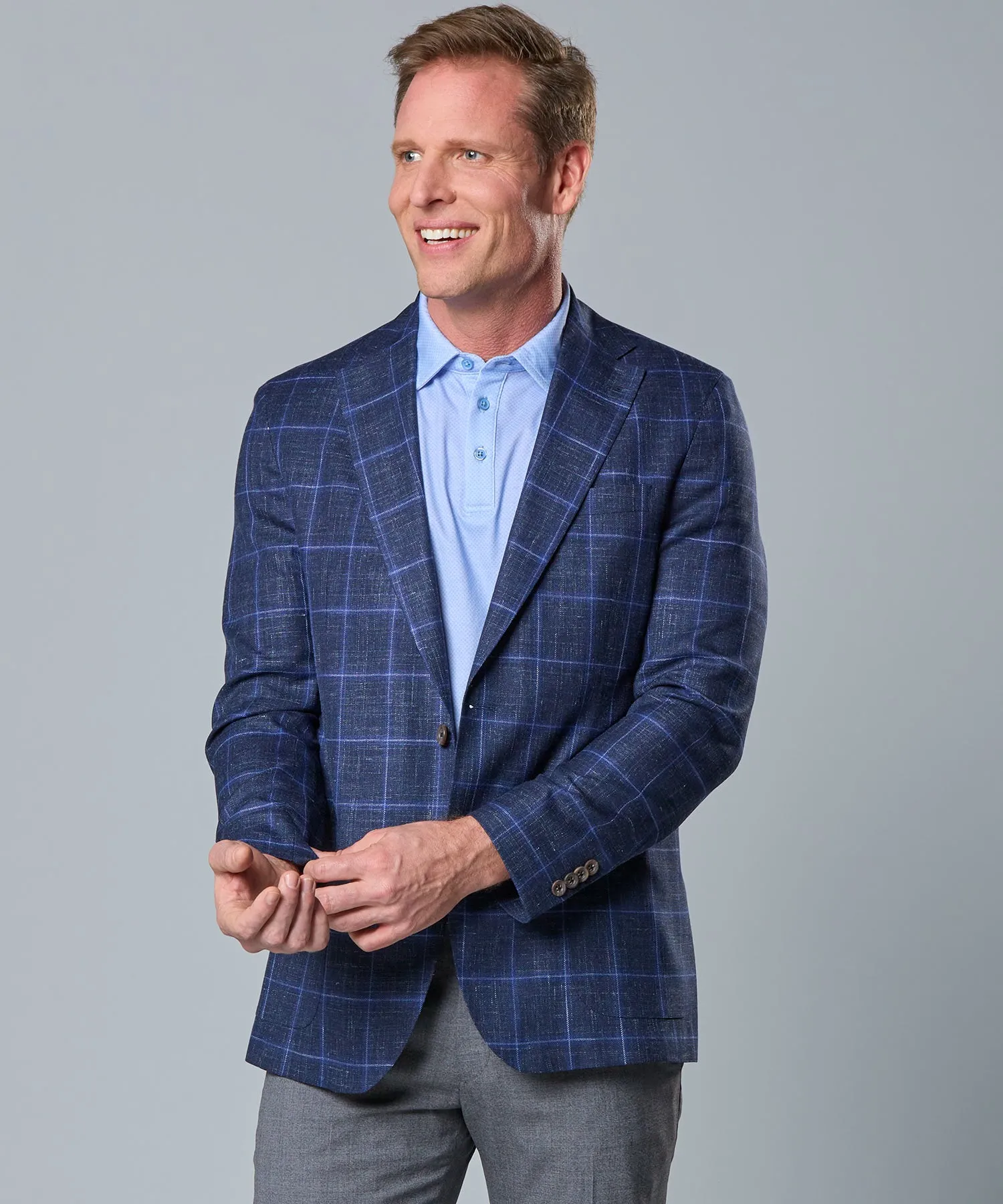 Wool-Silk-Linen Plaid Sport Coat