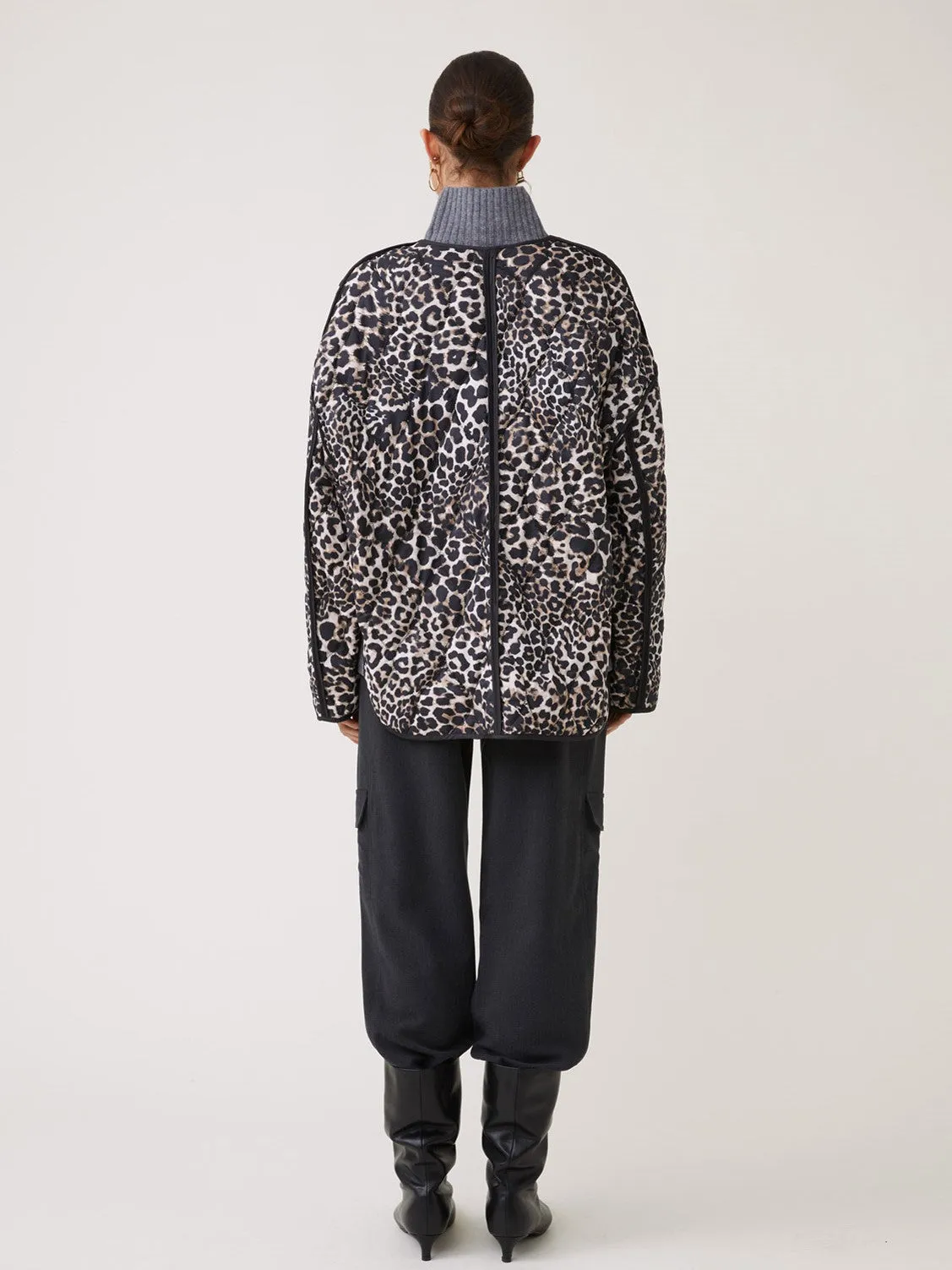 Woven Manteau Evan Quilted Leopard Jacket